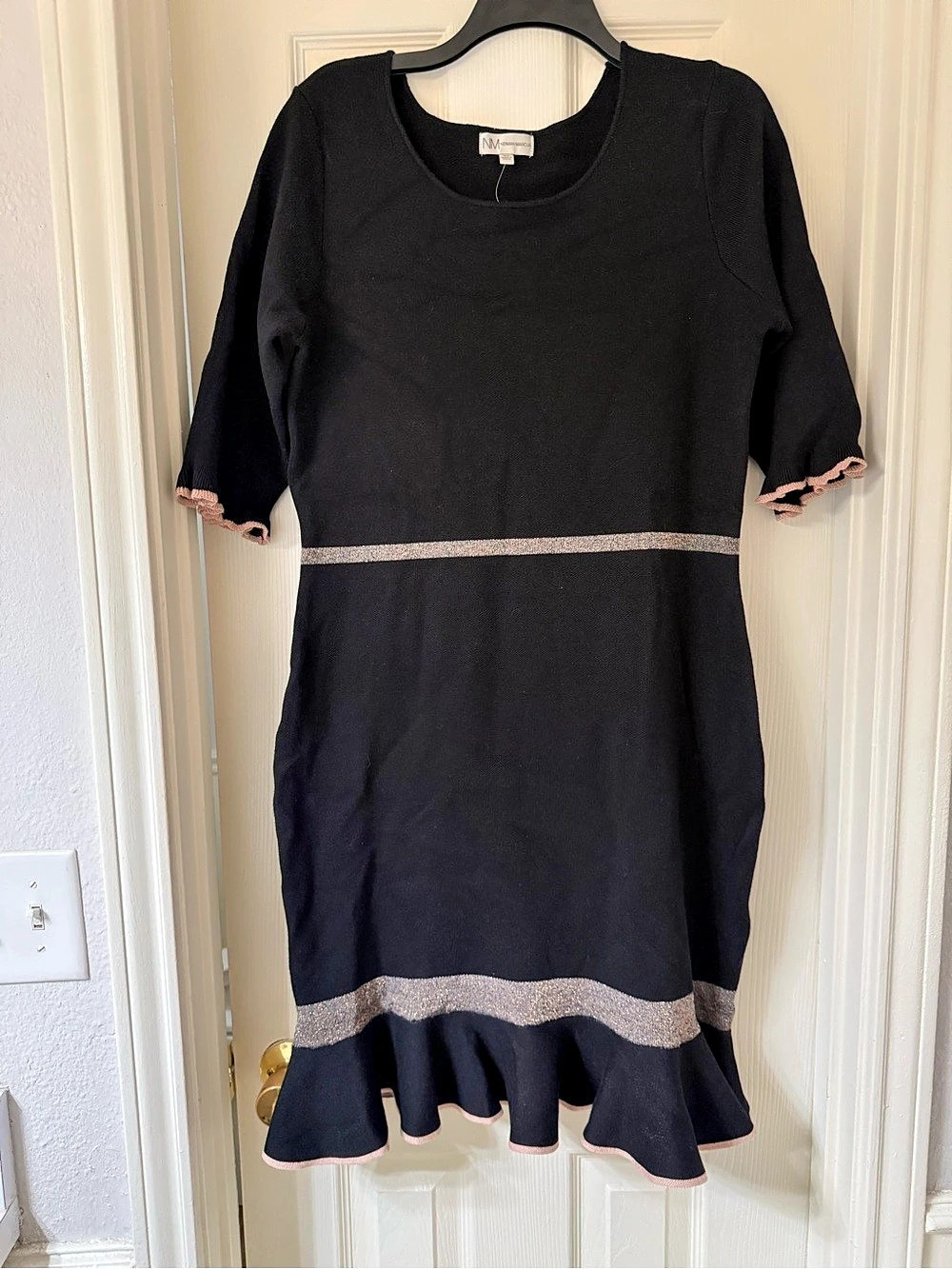 Neiman Marcus Black Ruffle Mini Dress Size XL NWT